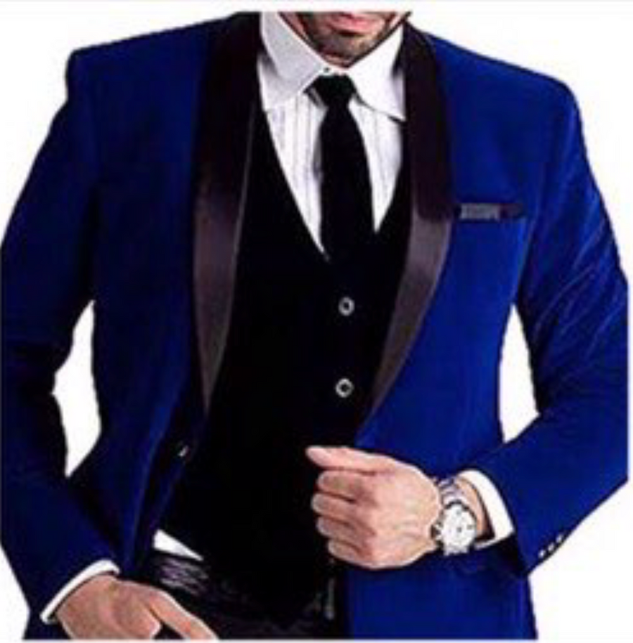 Royal Blue Plain Velvet Jacket