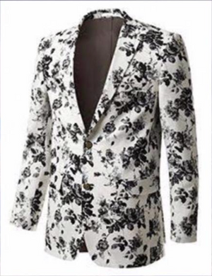 White Harbor Grey Floral Print Suit