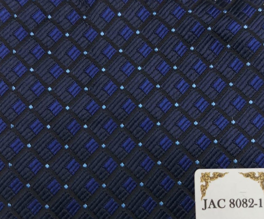 Black And Space Blue Geometric Print Tuxedo Jacket
