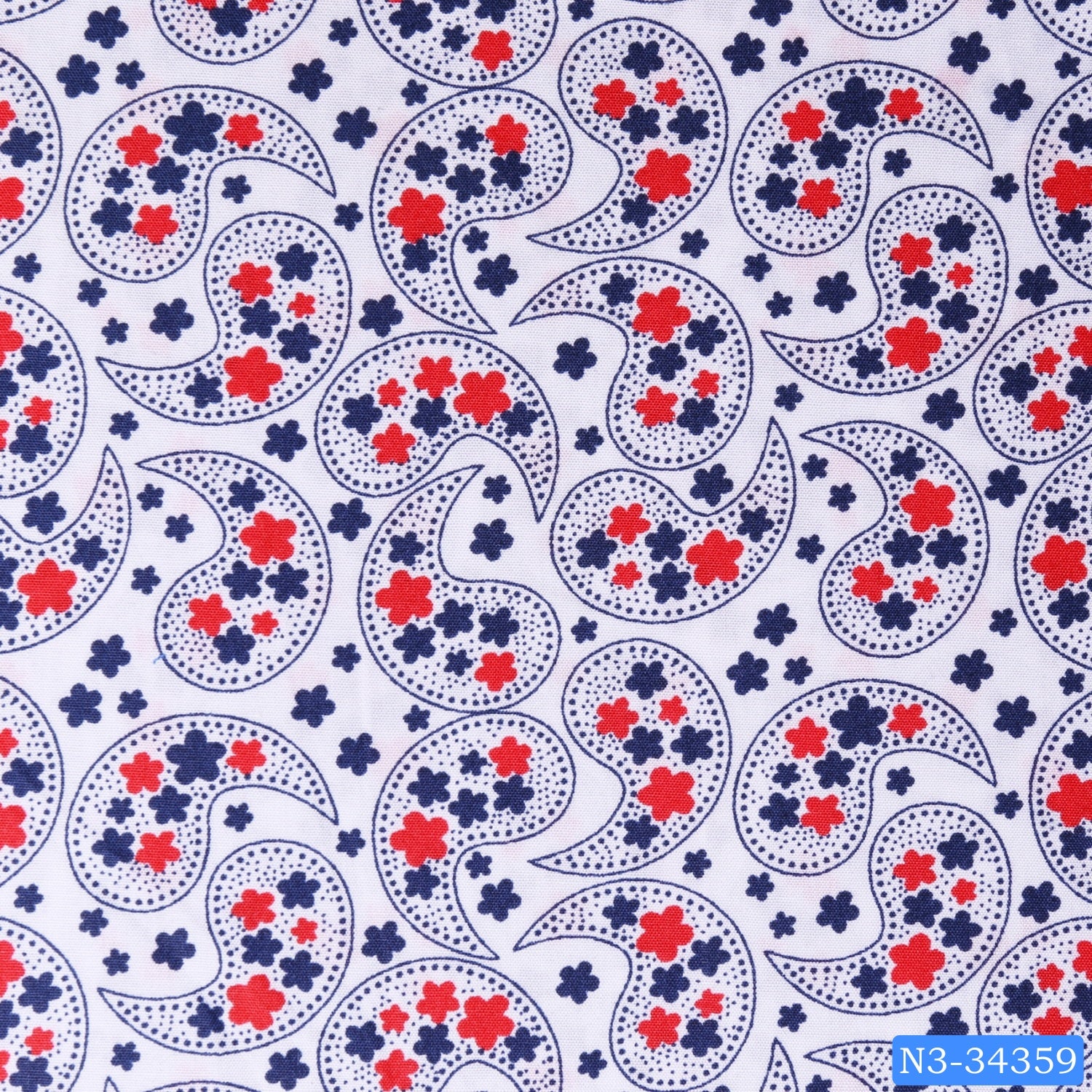 Red White Blue Paisley Print Shirt