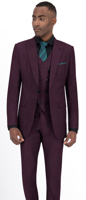 Plum Purple Micro Check Plain Suit