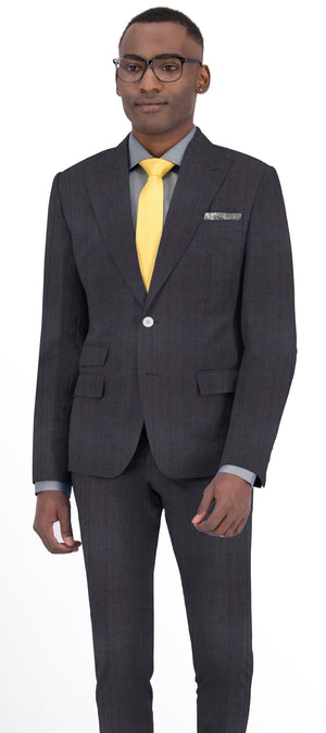 Iron Grey With Purple Stripe Suit