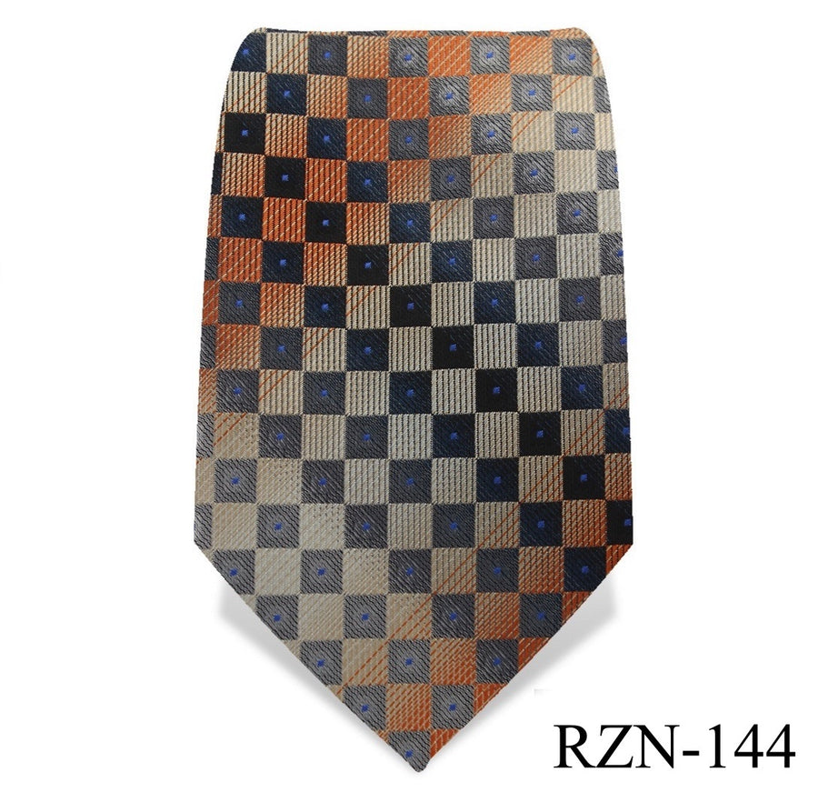 Burnt Orange with Dark Checkered Tie