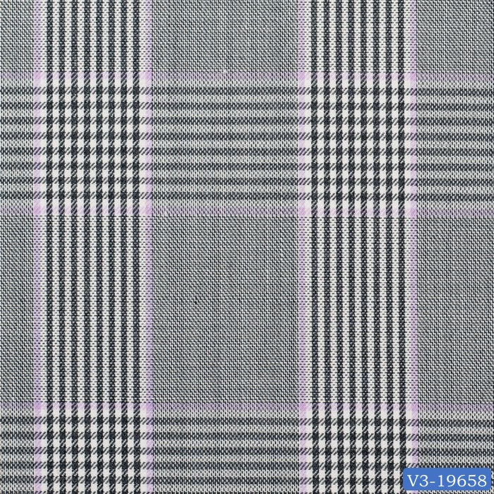 Light Grey with Purple Plaid Check Long Double Breast Suit