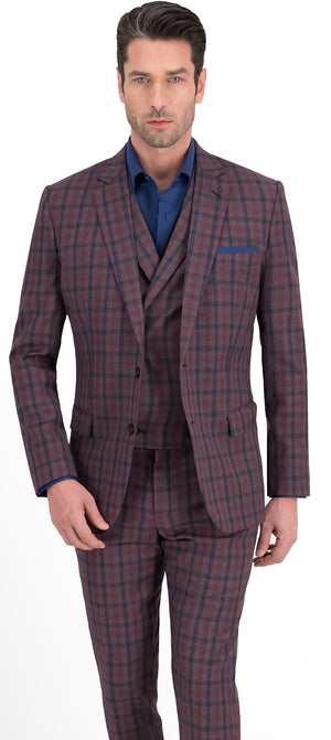 Grape with Navy Check Suit