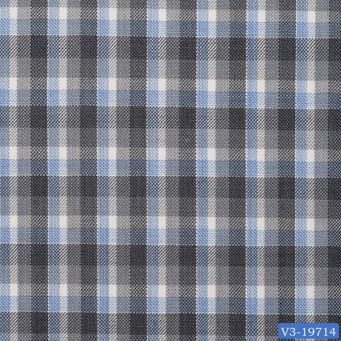 Grey with Blue & White Plaid Check Regular Double Breast Suit