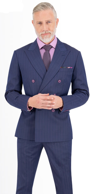 Dark Mauve Blue with Pink Stripe Suit