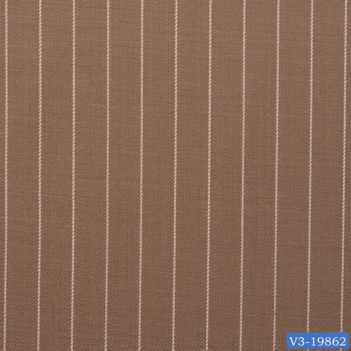 Tan Brown Stripe Long Double Breast Suit