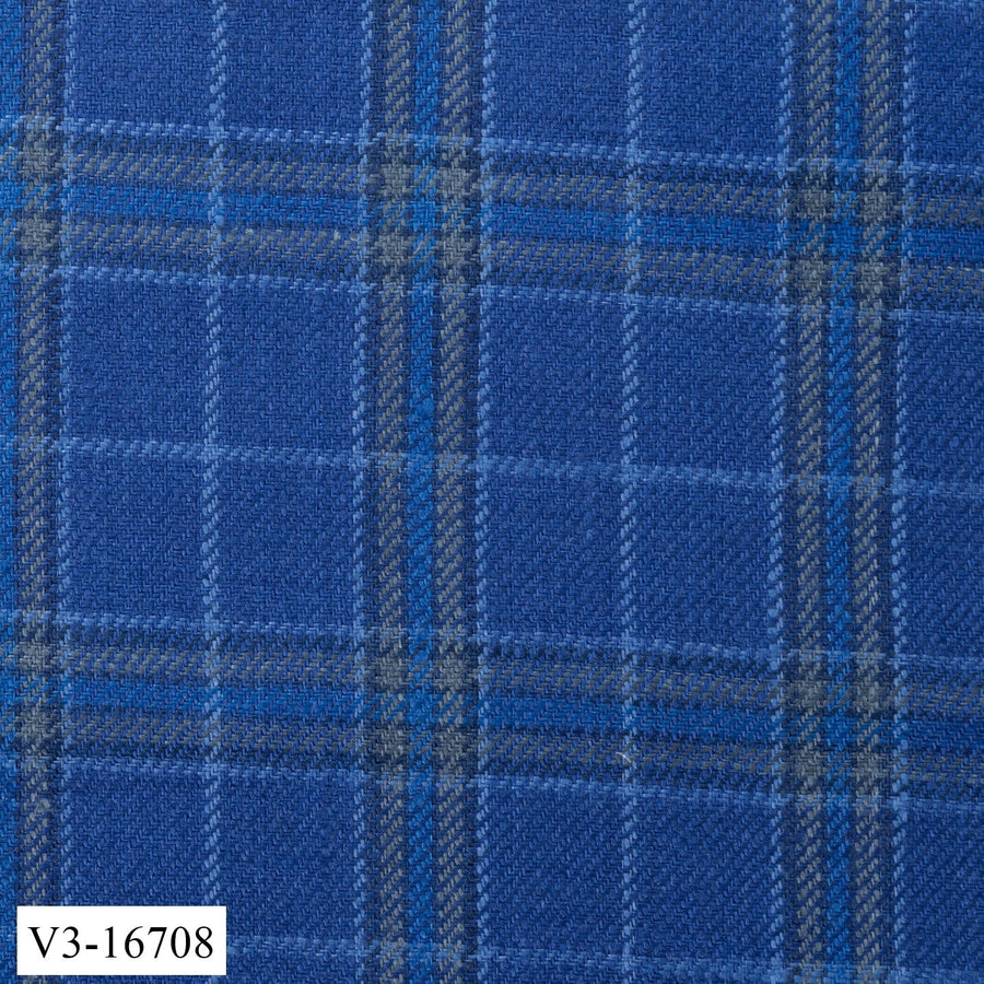 Royal Blue with Beige Check Suit