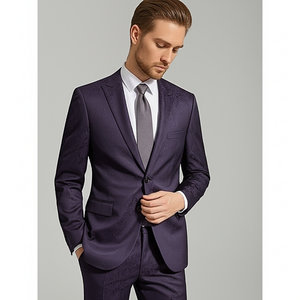 Sapphire Blue and Charcoal Tropic Print Suit
