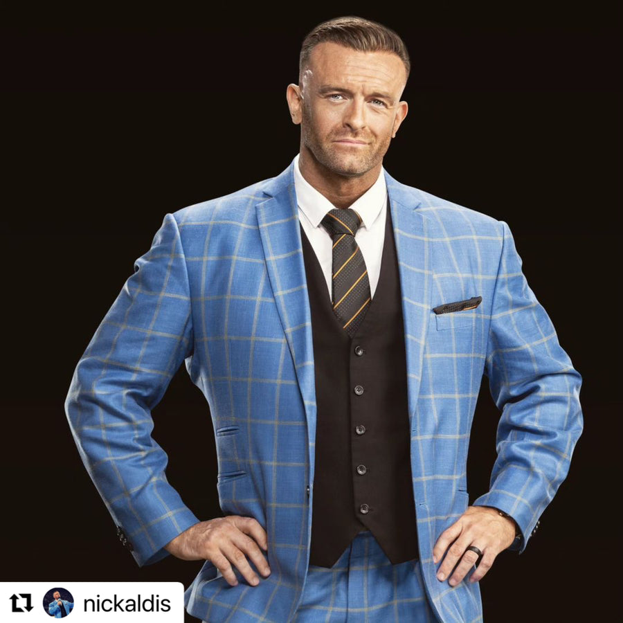 Azure Blue with Light Windowpane Vest