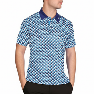 Summer Geo Teal Performance Polo