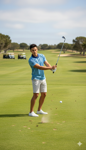 Summer Geo Teal Performance Polo