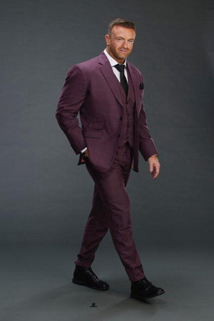 Mauve Purple Self Plaid Check Pant