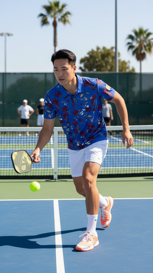 Navy Blue Floral Performance Polo