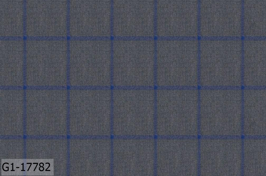 Fossil Grey With Blue Broad Check Suit