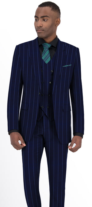 Space Blue With Yale Blue Stripe Suit