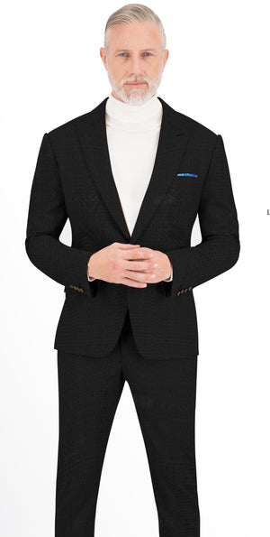 Black With Lava Grey Dots Plain Suit