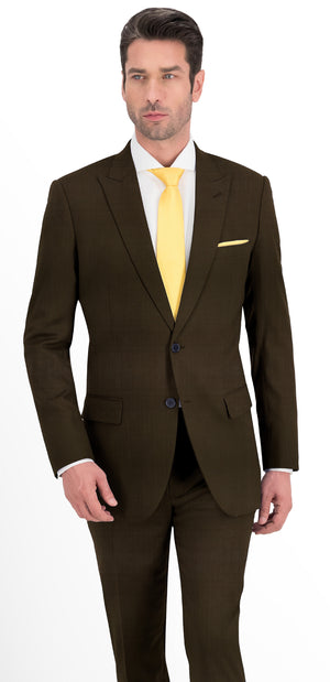 Umber Brown Wave Texture Plain Suit