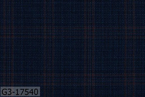 Prussian Blue Basketweave With Orange Check Suit