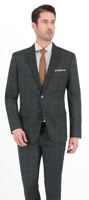 Iron Grey With Yellow Windowpane Jacket