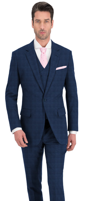 Space Blue Self Stripe Suit