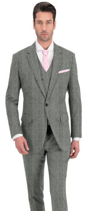 Light Grey With Herringbone Stripe Suit