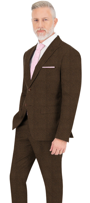 Sepia Brown Herringbone Stripe Suit