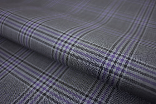 Steel Grey With Black And Purple Check Pant