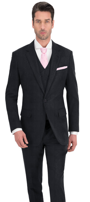 Charcoal Grey Self Print Stripe Suit