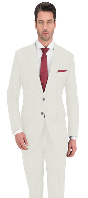 Off White Self Print Stripe Suit