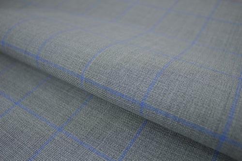 Steel Grey With Blue Windowpane Pant