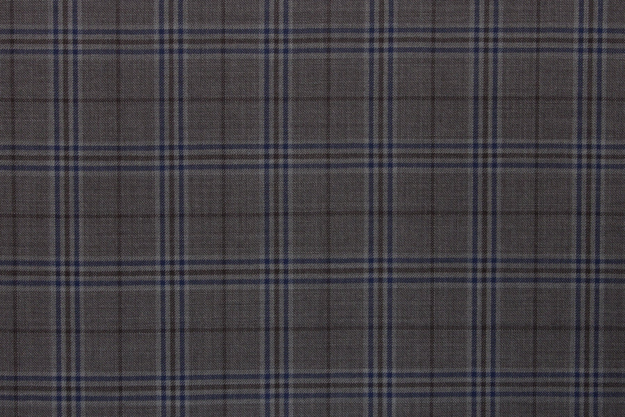 Mink Grey With Brown And Blue Plaid Check Suit