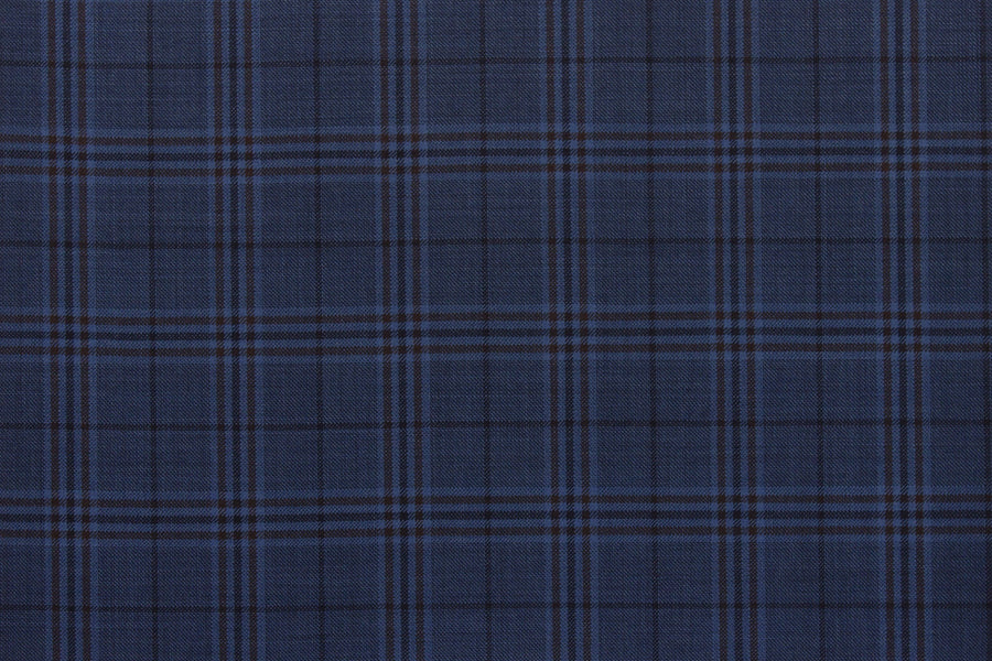 Prussian Blue With Dark Plaid Check Pant