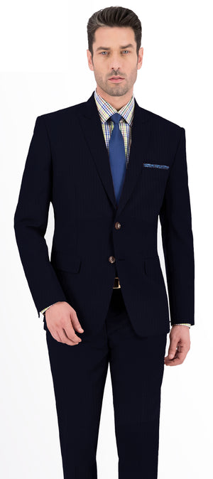 Space Blue Self Stripe Suit