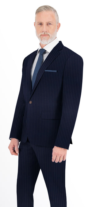 Space Blue With White Dotted Stripe Suit