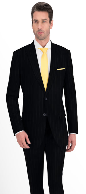 Black Grey With White Dotted Stripe Suit