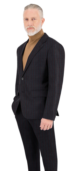 Iron Grey With Maroon Stripe Suit