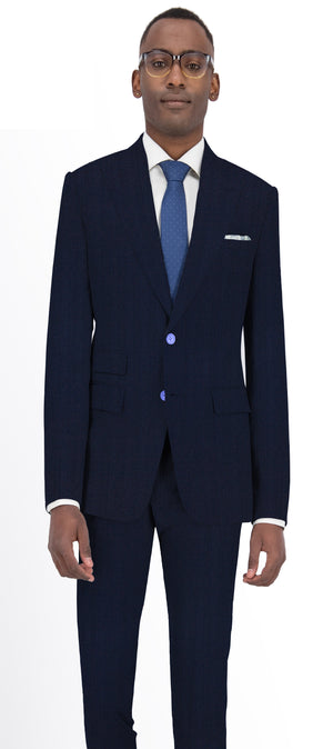 Denim Blue Self Stripe Suit