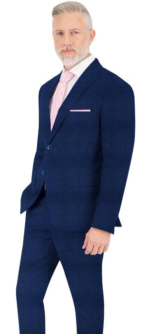 Egyptian Blue Micro Check Plain Suit