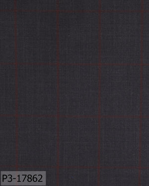 Iron Grey Texture With Red Windowpane Suit