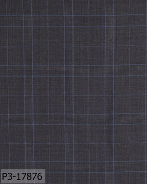 Iron Grey With Sky Blue Check Suit