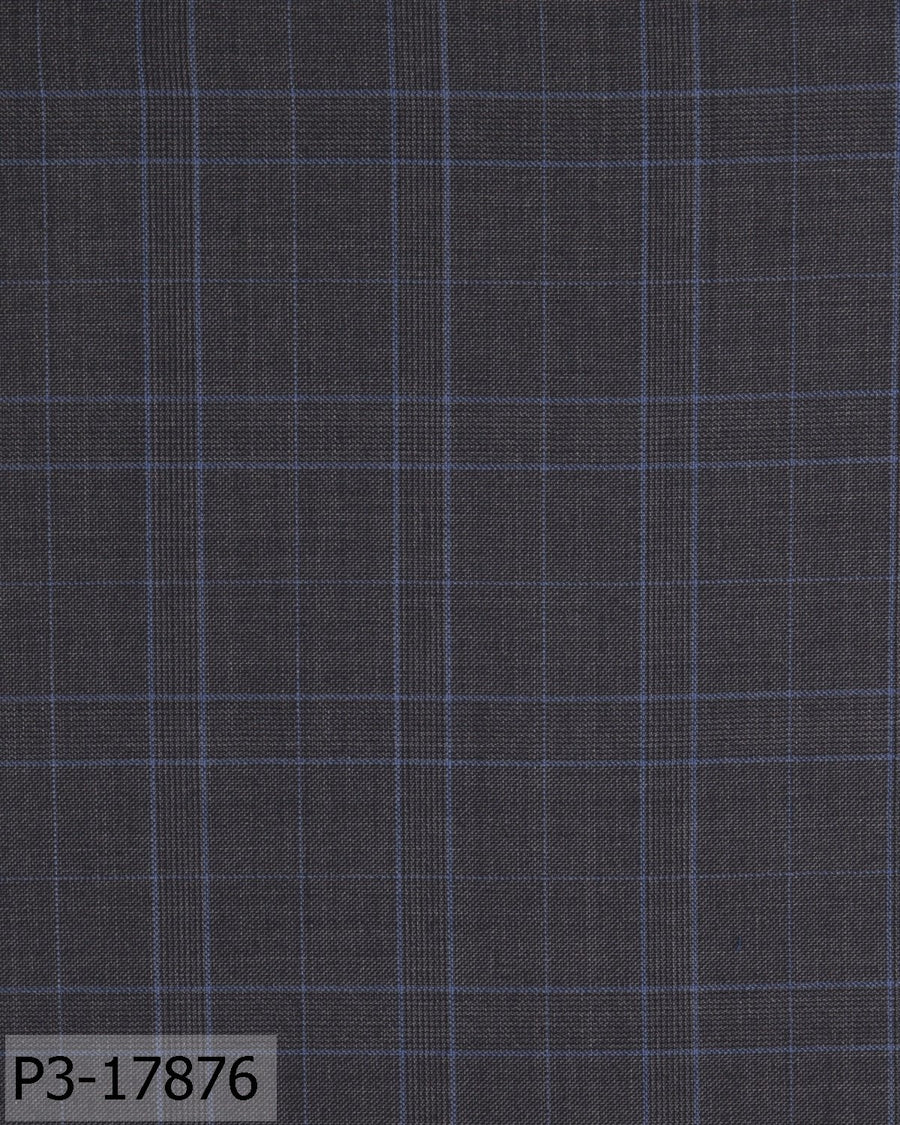 Iron Grey With Sky Blue Check Suit