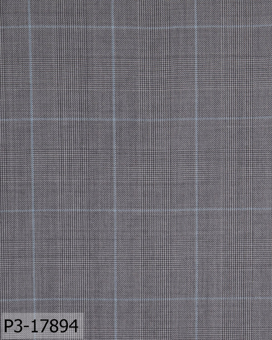 Fossil Grey With Sky Blue Prince of Wales Check Suit