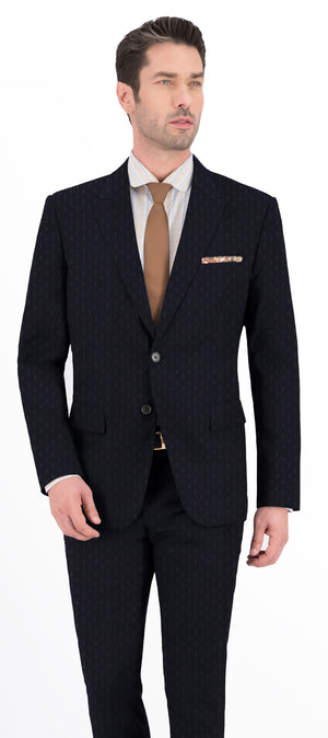 Shadow Grey With Air Force Blue Dotted Stripe Suit