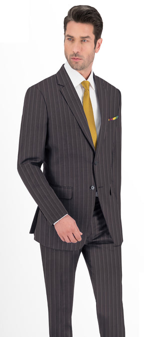 Ash Grey With White Dotted Stripe Suit