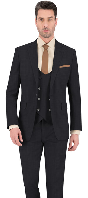 Charcoal Grey Micro Pin Plain Jacket