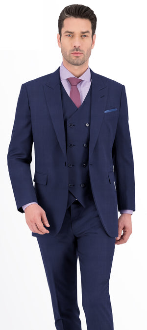 Navy Blue Micro Pin Plain Jacket