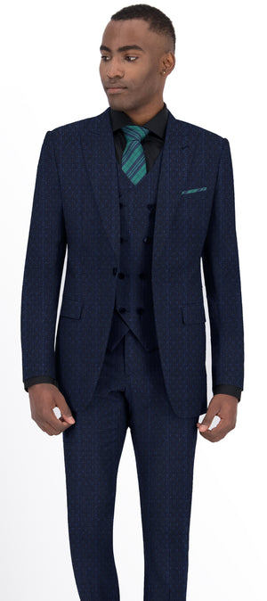 Egyptian Blue Dotted Stripe Suit