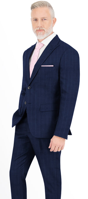 Yale Blue With Sky Blue Dotted Stripe Suit